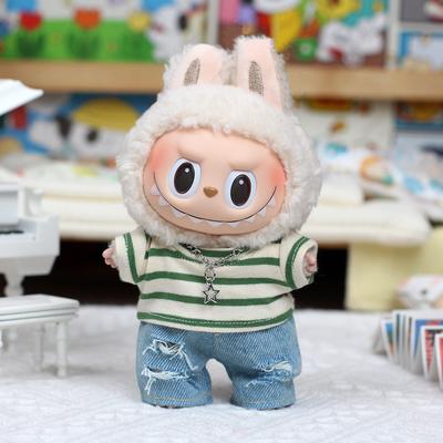 For 17cm Labubu Doll Clothes Fashion Clothes Shirts Doll Clothes Color Match Jeans Dolls Accessories Cute Decoration Little Clothes