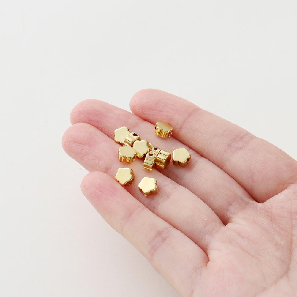 20PCS 14K 18K Gold Plated Brass Round Square Cross Flowers Beads Spacer Beads Jewelry Making Supplies DIY Necklaces Findings