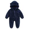 Newborn Baby Boy Girl Fleece Jumpsuit Snowsuit Long Sleeve Hooded Zipper Closure Coat Warm Winter Clothes