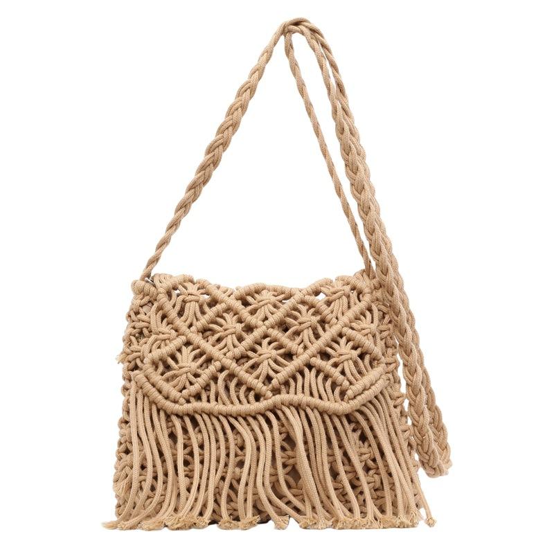 Straw Bag Women's Summer New Woven Fringed Shoulder Bag Beach Bag Fashion Versatile Messenger Bag
