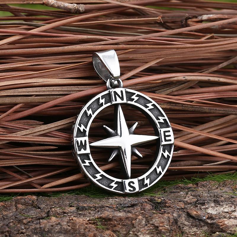 Rune Multi-Style Stainless Steel Amulet Shield Knot&Compass Pendant Necklace Men's and Women's Accessories Party Gift