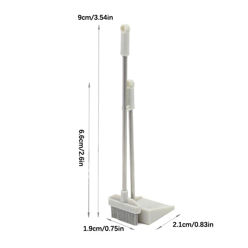 

1:12 миниатюрных кукольных метел для совка, набор для уборки кукольного дома, декоративная игрушка, декоративная сцена для микрожизни серый