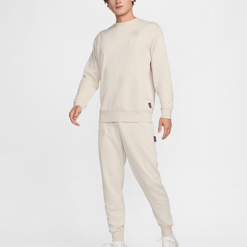 Nike FC Club FW24 Home Barcelona Series Round Neck Solid Color Casual Long Sleeve Sweatshirt Men Sweatshirt Light-Mineral-Brown FQ3024-104
