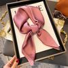 Silk Scarf Women'S Decoration High-End Small Square Scarf Versatile Trend Imitation Silk Scarf Tied Bag Streamer Thin Scarf