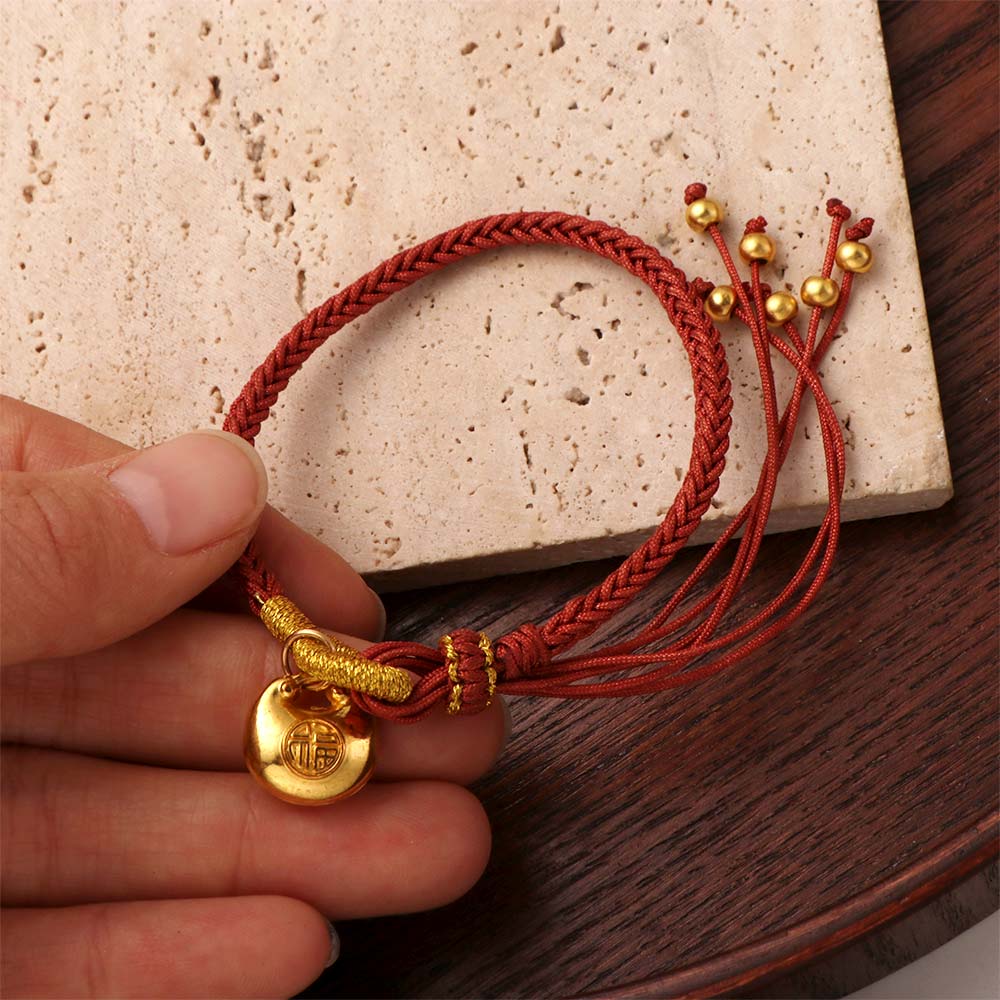 Simple Woven Bracelet New Chinese Style Braided Handstring Fashion FU Bag Pendant  Hanfu