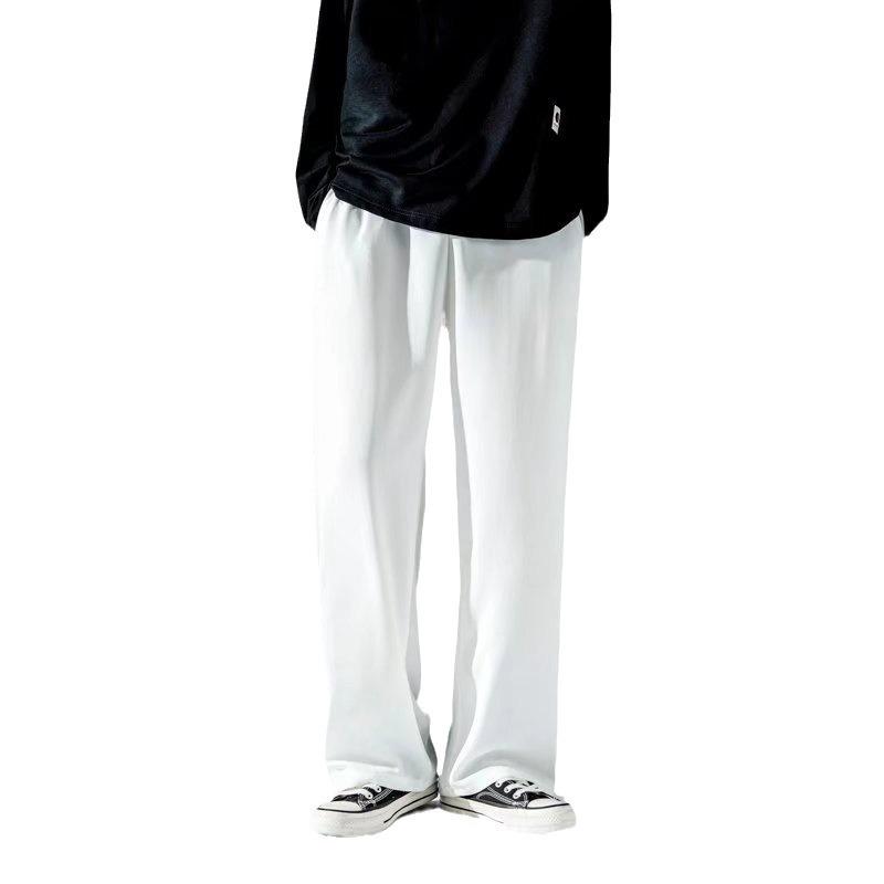 Ice pants men's loose straight vertical solid color simple youth casual trousers
