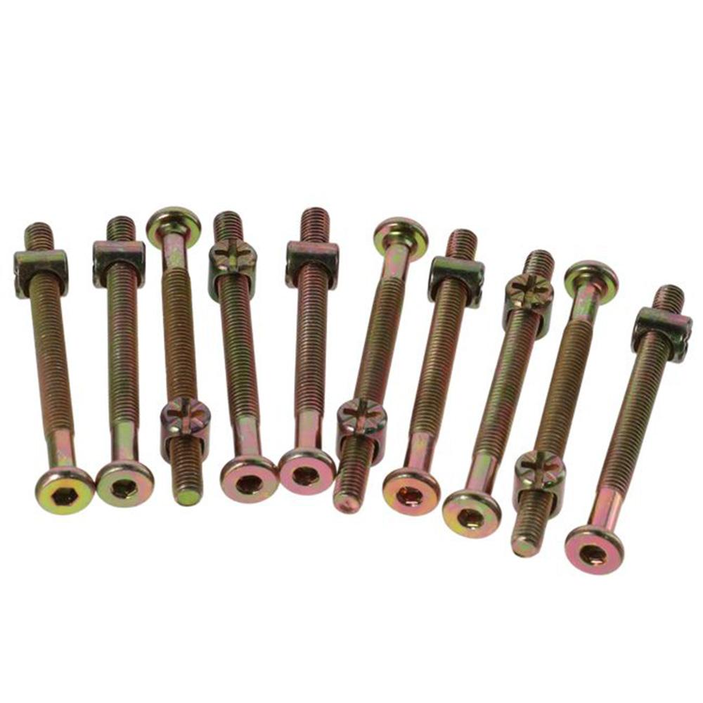 10PCS Yellow Bolt Nut Set Carbon Steel Cross Hole Nut Durable Hex Socket Screw  Furniture