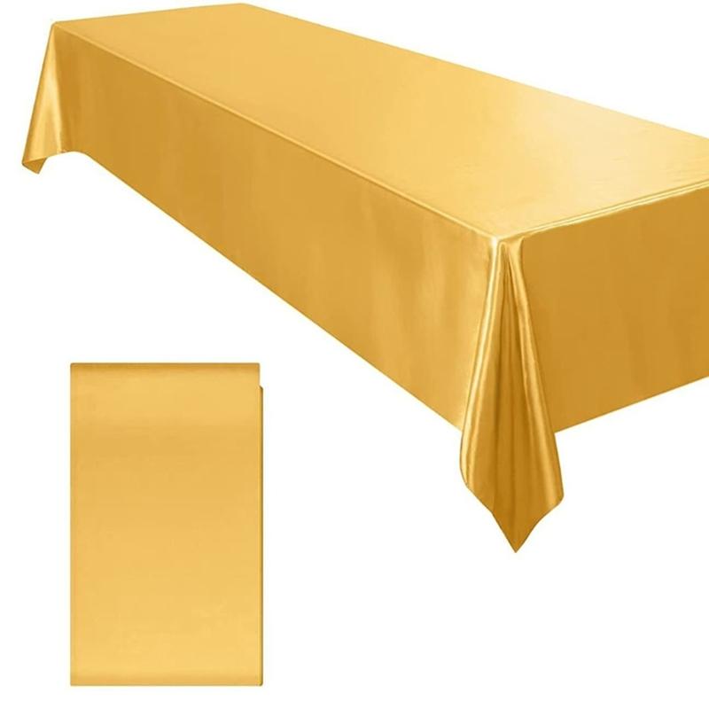 Satins Banquet Tablecloth 57 X 71 Inch Rectangular Draped Table Cover with Smooth Silky Fabric for Wedding Reception Decors