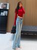 Nanyou High-Waist Schlagjeans für Damen - Schlankmachende Glockenhosen mit Pfirsich-Passform
