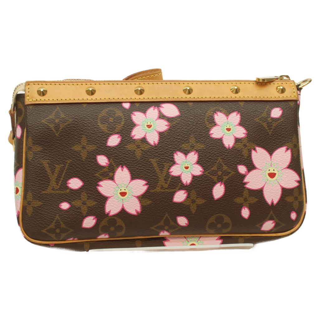 Louis Vuitton M92006 Monogram Kirschblüte Pochette Accessoire Handtasche Braun / Rosa Gebraucht