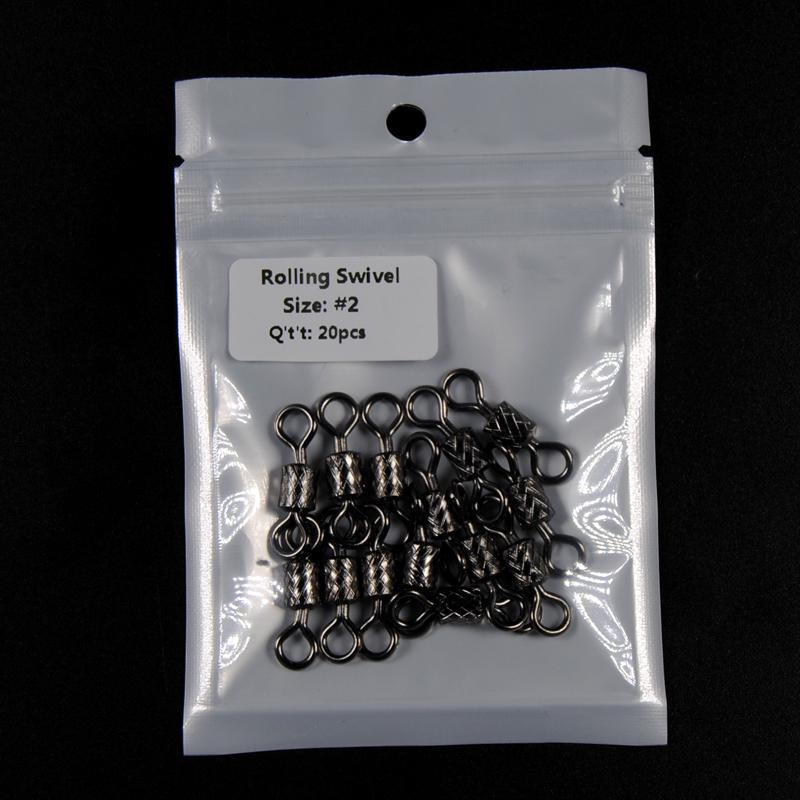 1 Pack Rolling Wirbel Kleinhandelspackung Schwarz Starkes Messing Salzwasserangeln Wirbel #1 #2 #1/0 2/0 3/0
