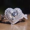 New Aesthetic Heart Rings Crystal Cubic Zirconia Women Wedding Bands Jewelry Romantic Engagement Ring Statement Accessories