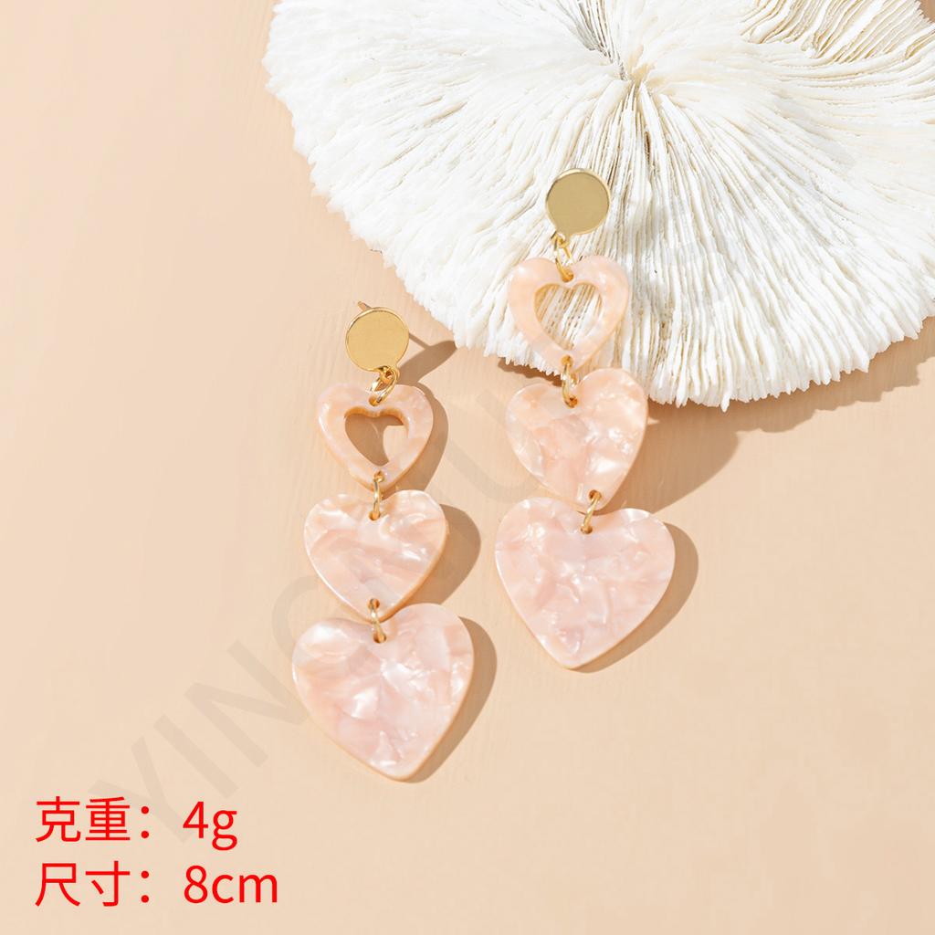 Spring and Summer New Xiaoxiangfeng Earrings Girlish Breath Heart Earrings Acrylic Sweet and Cute Stud Earrings