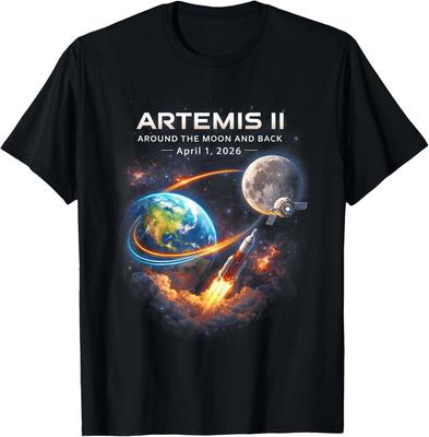 Maglietta Lancio Spaziale del Razzo Artemis II Missione di Ritorno sulla Luna 2026