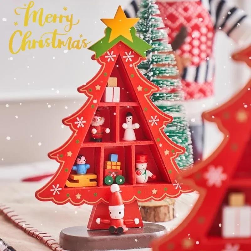 Creative DIY Wooden Christmas Tree Window Shop Mall Desktop Display Props Ornament Christmas Home Craft Holiday Gifts Decoration