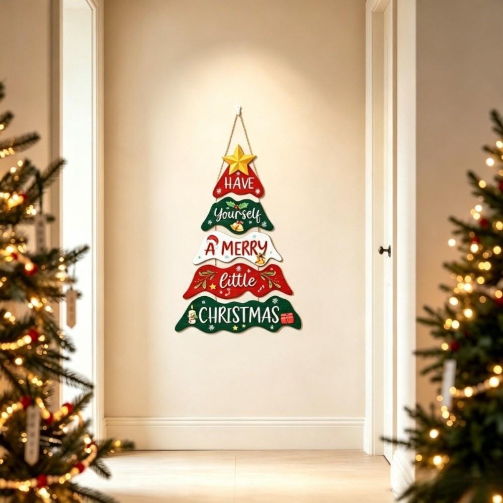 Tiered Wooden Plaque Rustic Hanging Welcome Board Holiday Hanger Wall Pendant Classroom