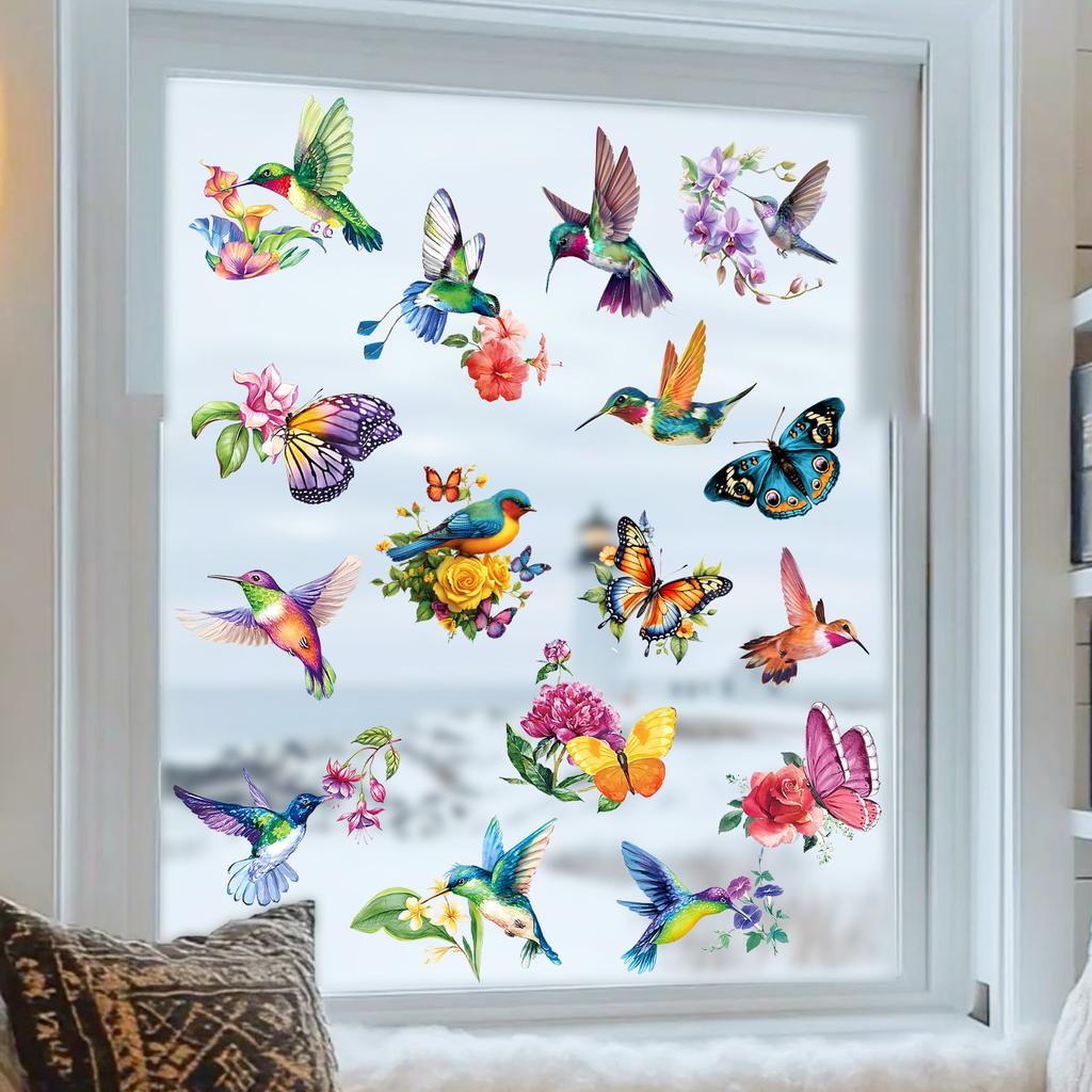 Hummingbird and Butterfly Theme Window Stickers for Living Room, Bedroom, Kitchen, Balcony and Glass Doors
