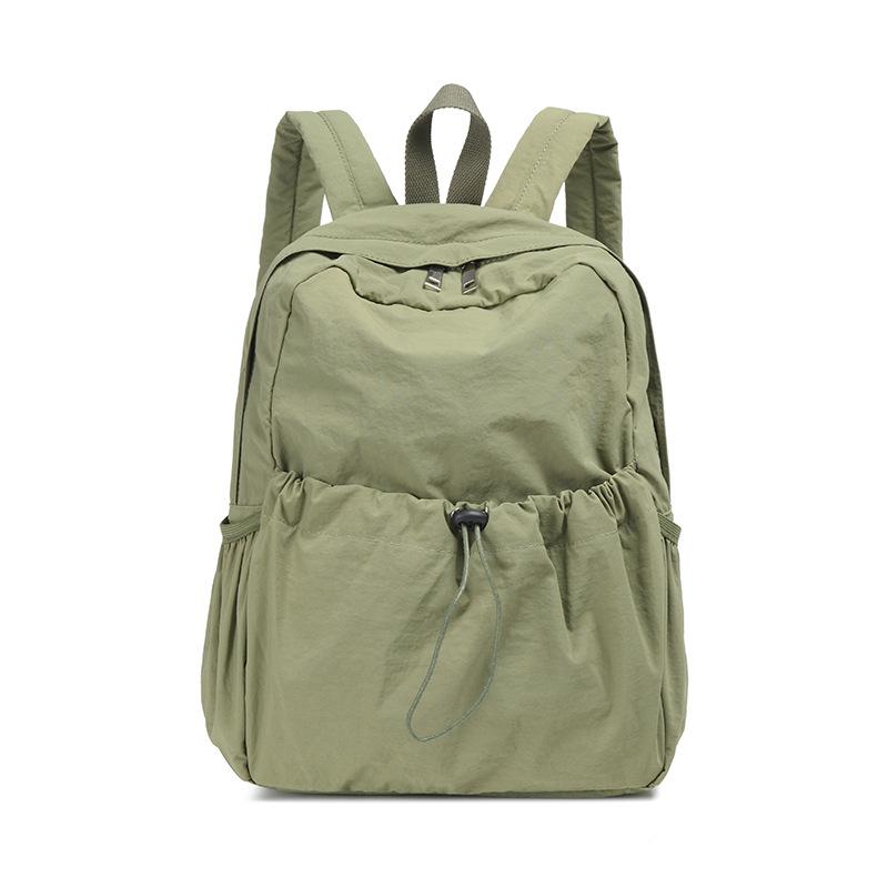 Solid Color Nylon Backpack Large Capacity Casual Simple College Students Unisex Versatile Lightweight Backpack