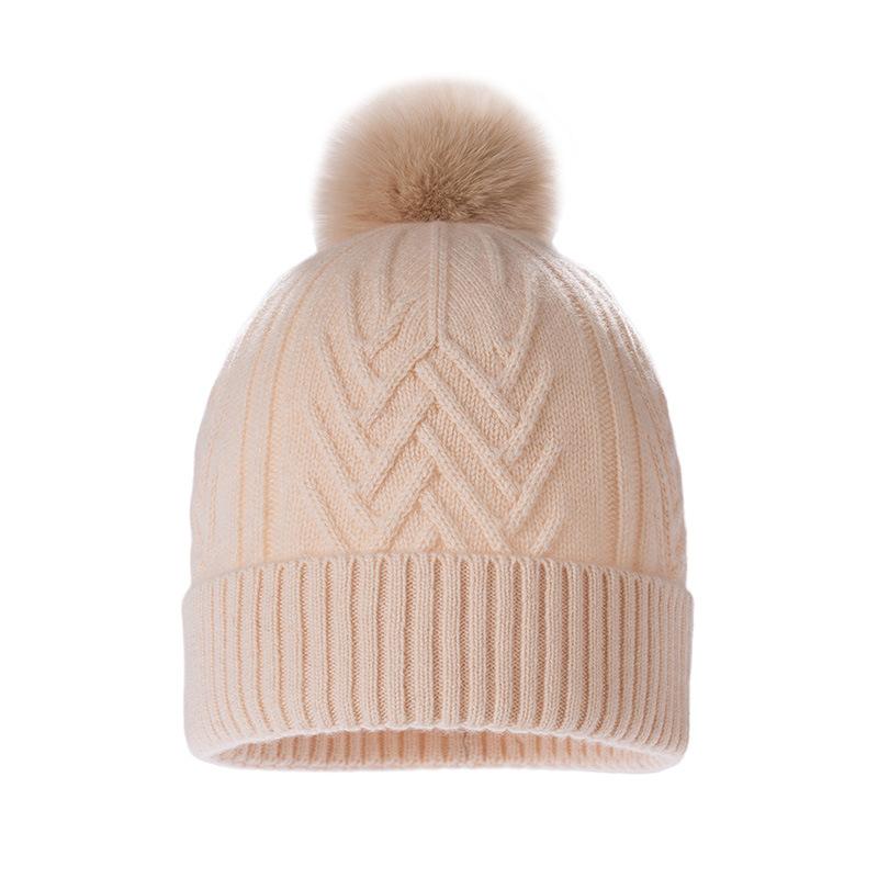 Cashmere hat Women's hairball hat Knitted cashmere hat Outdoor thermal ear protection hat Baotou hat Stacking hat Men