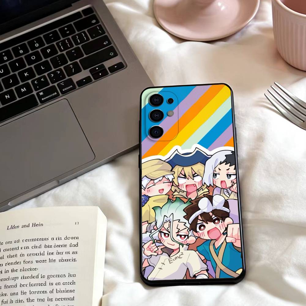 Anime Dr. S-STONE Phone Case For Samsung S25,24,23,22,30,21,10,9,Ultra,Plus,Lite,FE,4,5 G Soft Black Case