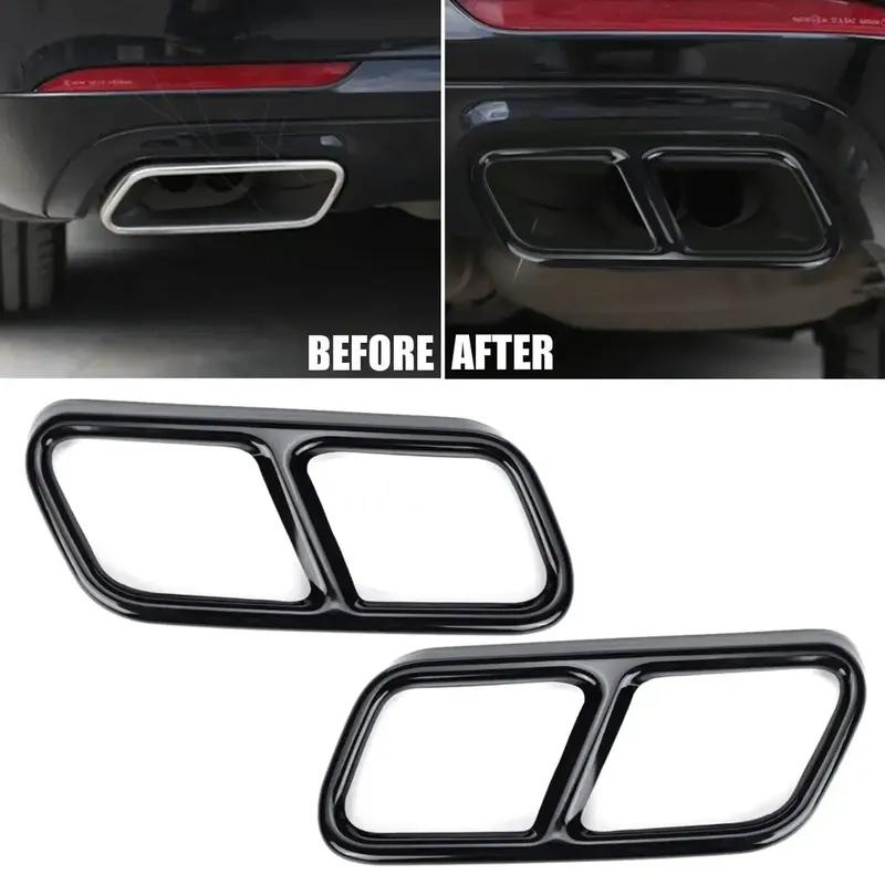 1Pair Glossy Black / Silver Stainless Steel Rear Dual Exhaust Pipe Sticks Covers For Mercedes Benz S Class 10-17 W221 W222 C217