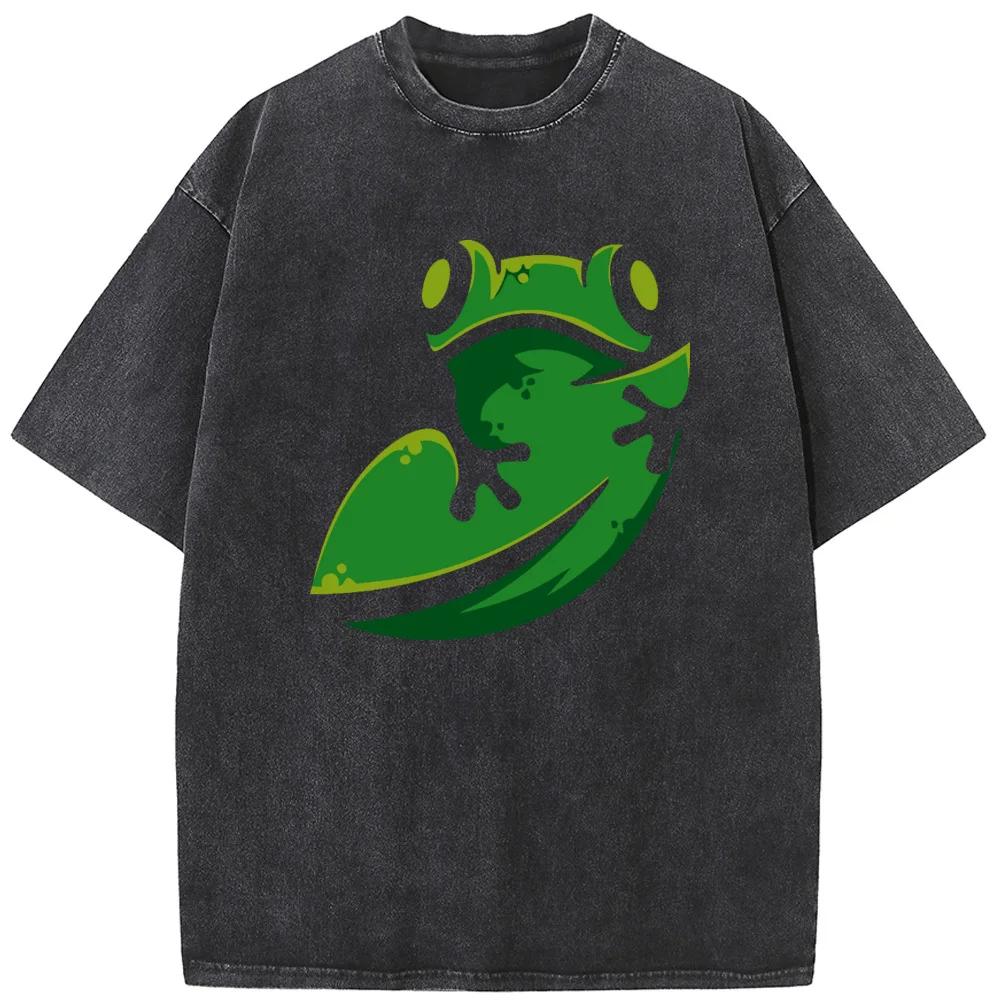 Green Frog Men's Short-Sleeved T-shirt Men Women Casual Fashion Oversized T-shirt Vintage Colored Mens T-shirts