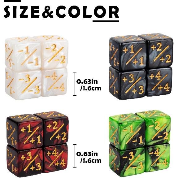 48 Pieces MTG Counter Dice Set +1/+1 Counters Tokens Marble Life Plus One Dice for Magic The Gathering, MTG, Table Top Game Accessories, 4 Styles
