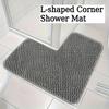 1 st L-formad Hörnduschmatta Enfärgad Absorberande Halkfri Plysch Tvättbar Badrumsmattor 80*80 cm Inomhusmatta Badrumstillbehör