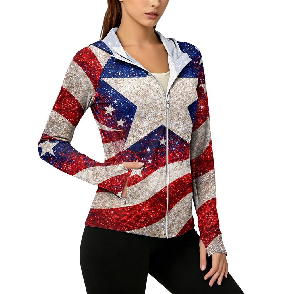 Women's Full Zip Hooded Jacket with Pockets Long Sleeve Lightweight Sun Protection Outerwear for Outdoor Activities