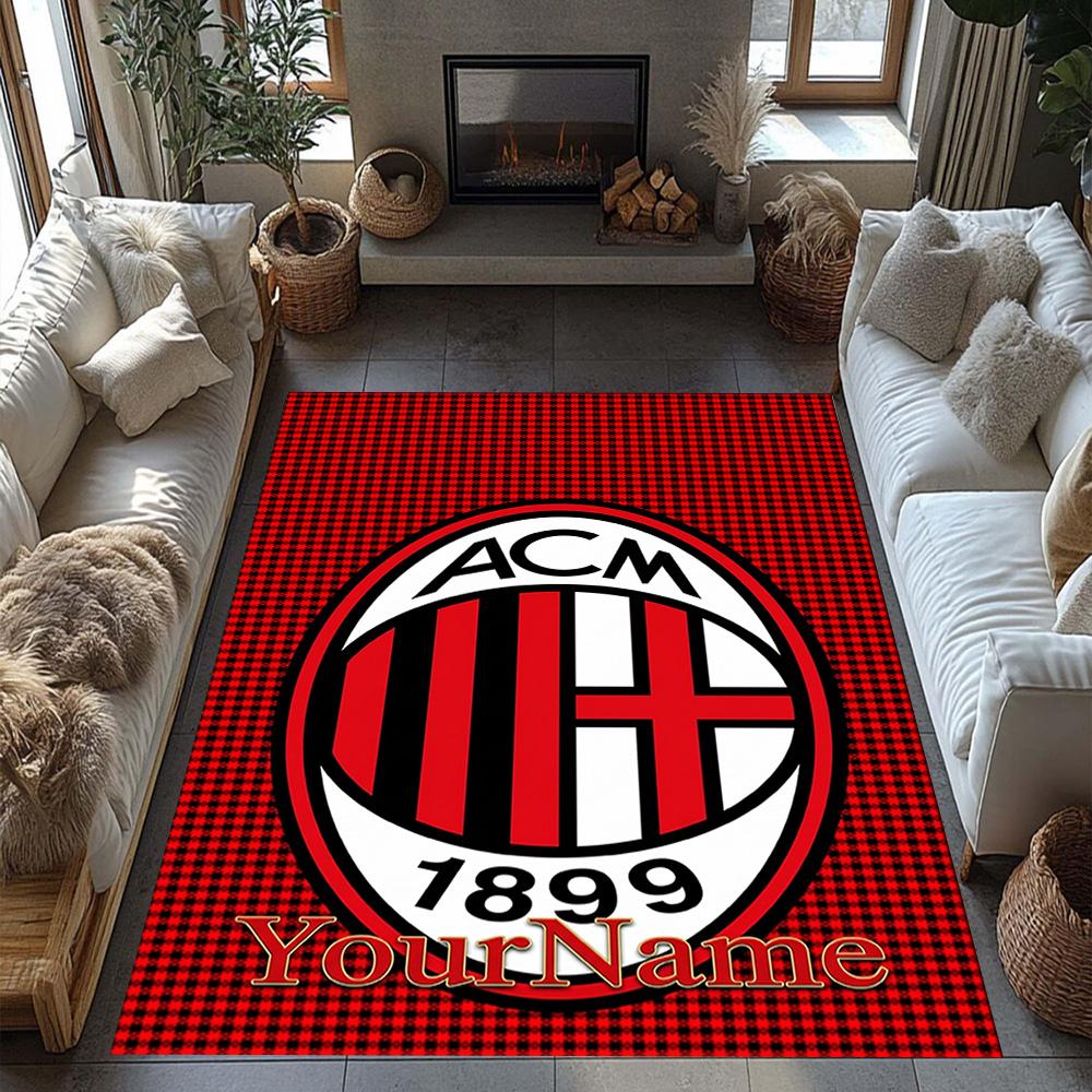 Ac Milan Customizable Name Floor Mat Suitable for Game Room Foyer Dormitory Dining Room Anti-slip Rug Decorate Offices
