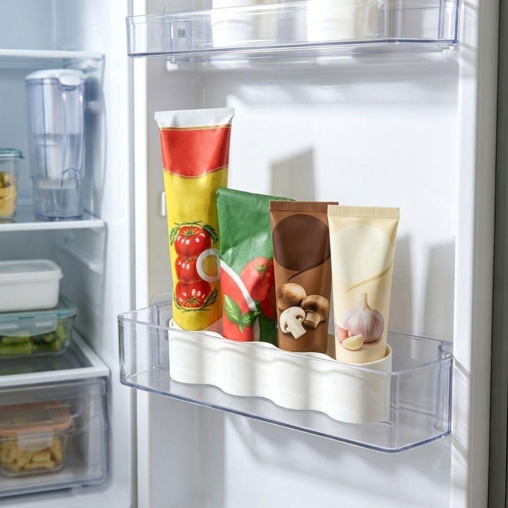 3D Printing Condiment Tube Rack Wave Shaped Ketchup Tube Fixing Shelves Refrigerator Storage