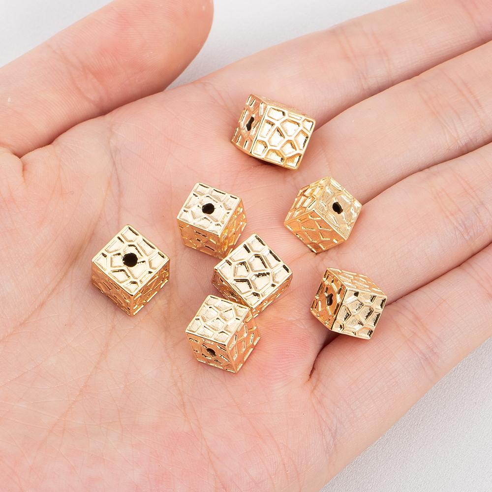 Gold Color Plated Copper Cube Spacers Bead for Jewelry Beads Separator Loose Charm Bead DIY Bracelet Necklace Making Accessories