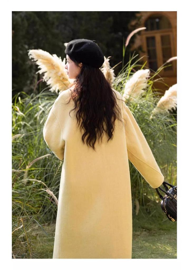 Women's Mid-Length Wool Coat with Doll Collar - 2025 Autumn/Winter Korean Style