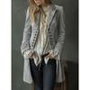 Women's Turn Down Collar Long Sleeve Blazer Regular Fit Elegant Embroidered Velvet Coat