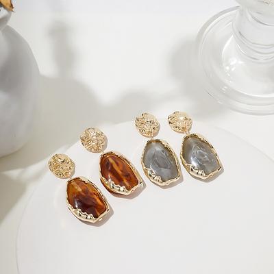 Vintage Geometric Earrings for Office Lady, Simple and Elegant Retro Ear Studs