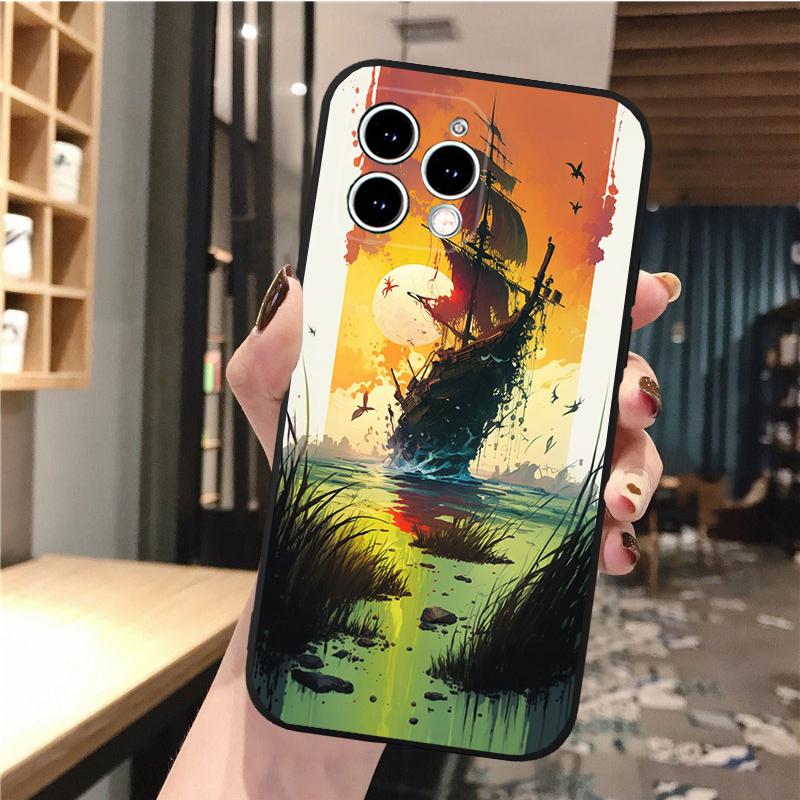 Husa telefon cu barca cu vele pentru iPhone Samsung Galaxy Redmi Xiaomi Oppo OnePlus Note SA 7 8 9 10 11 12 13 14 20 21 22 23 53 54 Pro Max Plus Ultra
