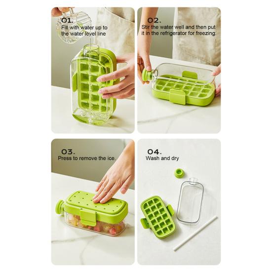 Ice Cube Mold 2-in-1 Ice Tray And Storage Cup Leakproof Seal Push-Type Ice Removal Food-Grade Ice Kettle Portable Ice Maker for Drinks