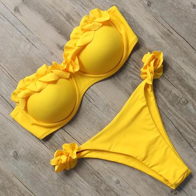 Costume da bagno bikini da donna, costume da bagno sexy tinta unita