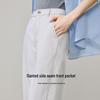 ESE-Y Women's Linen-Cotton Patchwork Straight-Leg Jeans