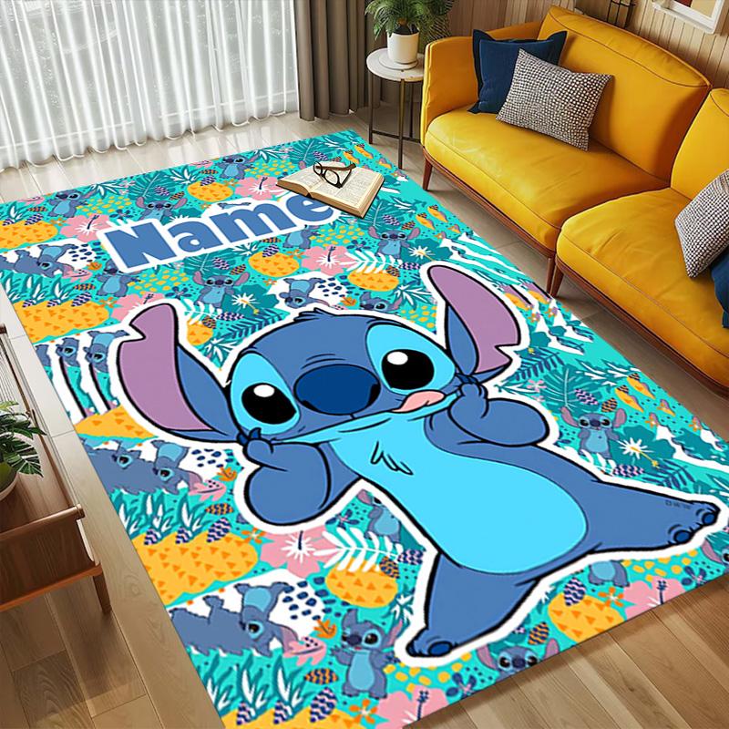 Personalized Name Stitch Fantasy Living Room Non-Slip Area Rug Soft Carpet for Bedroom Kids Playroom Sofa Office Home Decor Doormat