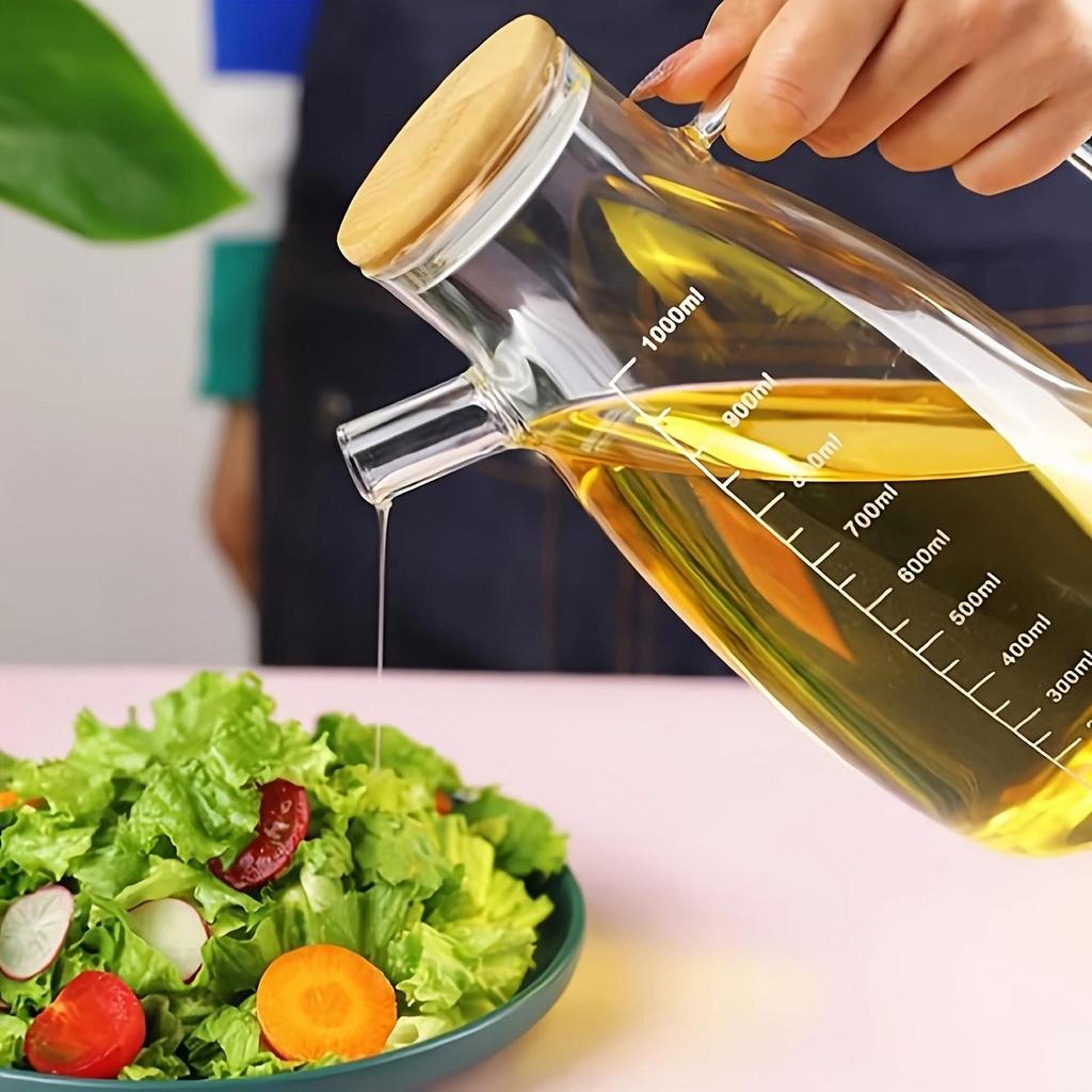 1pc Glass Olive Oil Bottle, Leak-Proof Kitchen Outdoor BBQ Picnic Condiment Container, Essential Kitchen Utensil