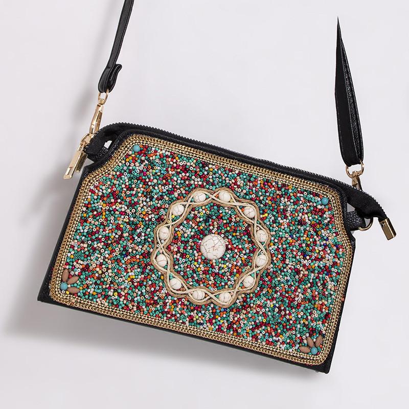 Bohemian Shell Shape Purse With Flower Embellishments For Daily Wear