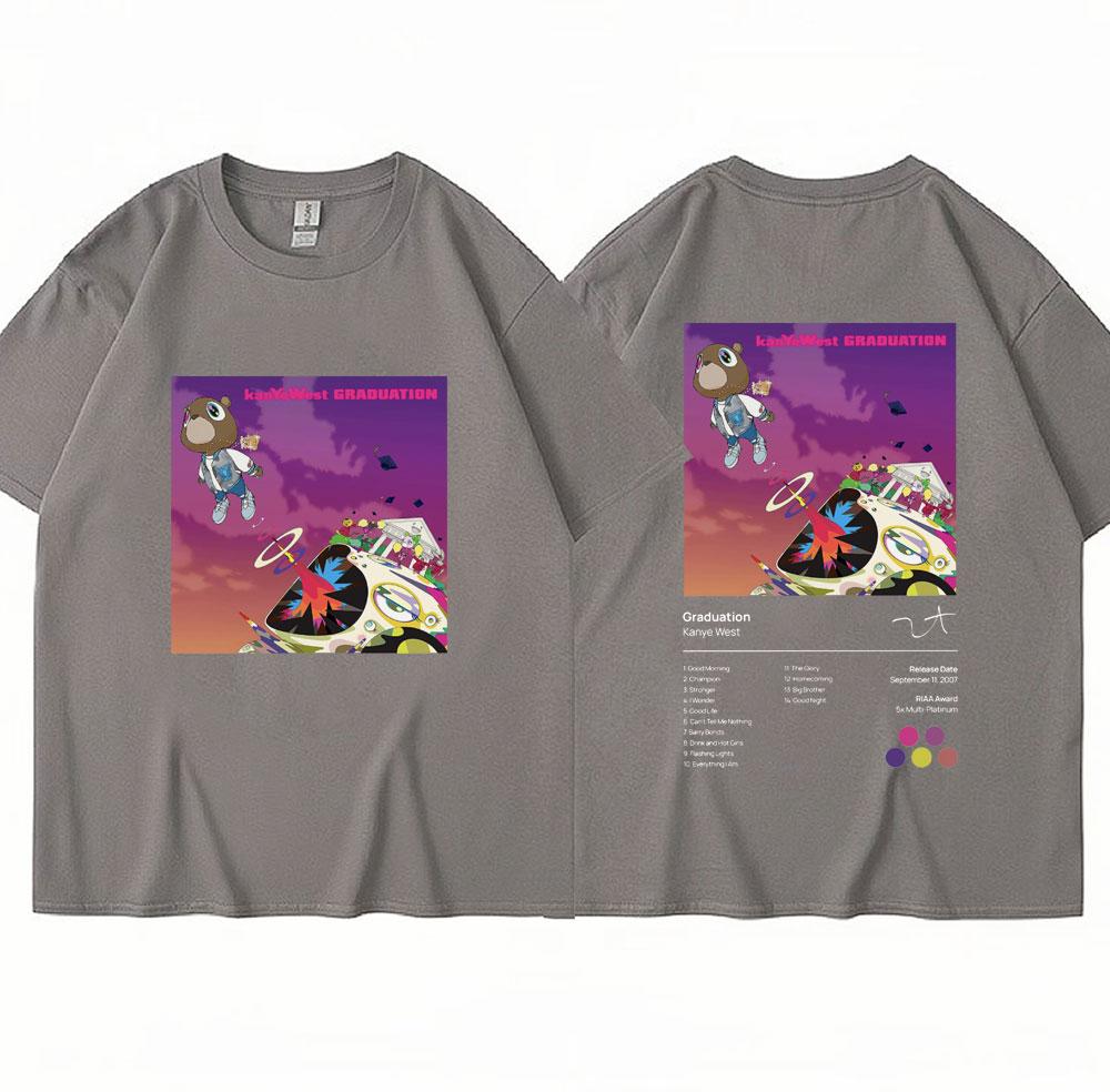 Kanye West Graduation Music Album Print T Shirt Men Women Hip Hop Cotton T-shirt Oversized Summer Fashion T Shirts Streetwear