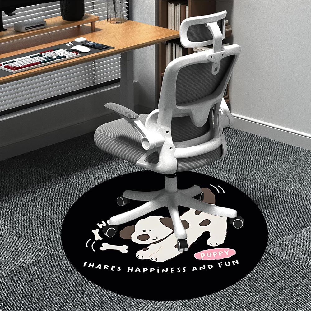 1pc Puppy Bone Cute Happy Office Round Area Rug, Mat Suitable ForOffice, Under Office Chairs Bedroom Living Room Home Decor, Room Deco