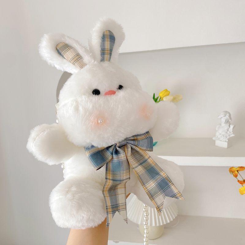 Cute Plush Bunny Mini Bag With Pearl Embellishments For Fashionable Women