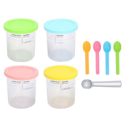 4PCS Ice Cream Containers Fit for NC500 NC501 Ice Cream Makers Reusable Plastic Ice Cream Cups with