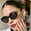 New cat eye sunglasses women's high-end European and American style fashion glasses metal beads glasses legs sunglasses
