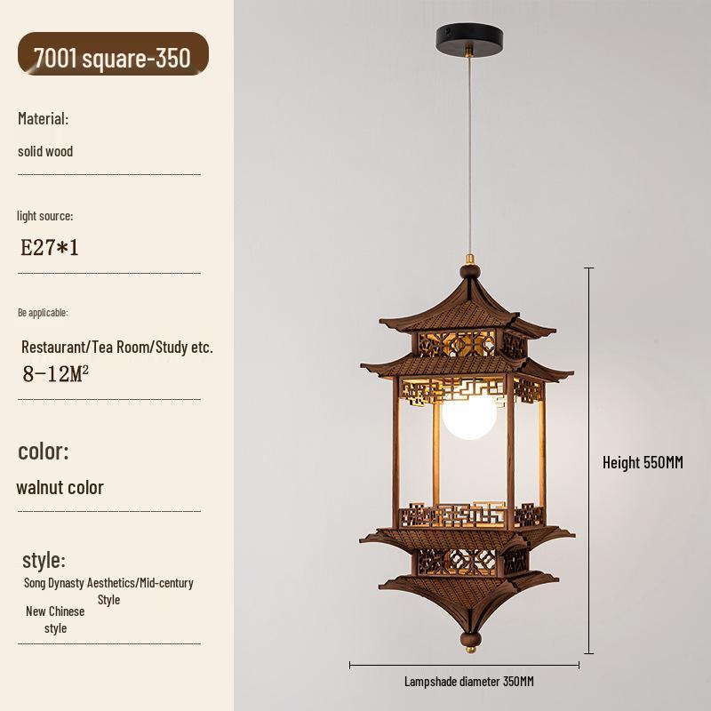 Song Dynasty Aesthetic Lamp: Hexagonal Pavilion Chandelier for Tea Room or Zen Restaurant