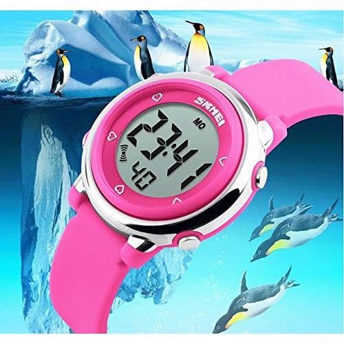 GAWZ JAPAN Kids' & Women's Round Digital Watch with Silicone Band, Perfect for Elementary School Students (Time Pre-Setting, Inspected in Japan), Wate