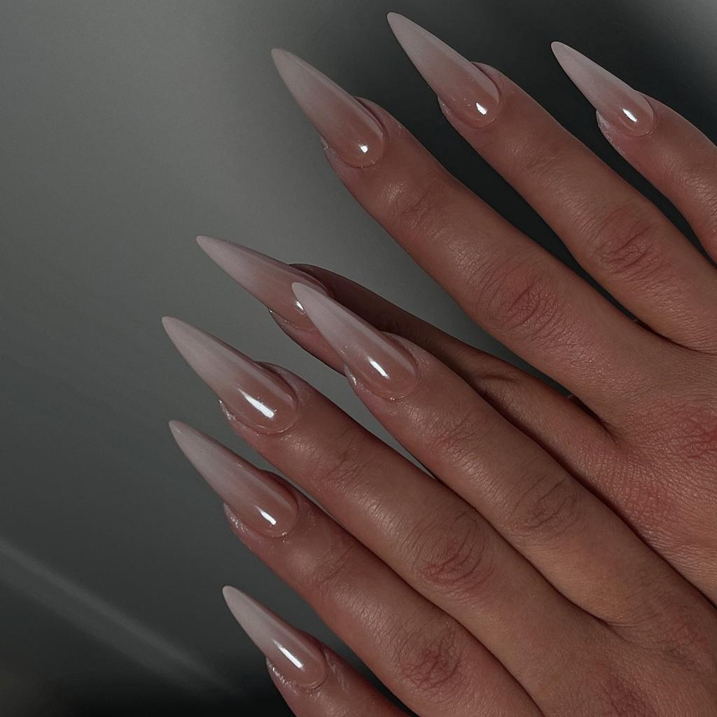 24 Pezzi Unghie Finte Lunghe Stiletto Press on Unghie Finte Cromo Iridescente Blu Aurora Dolci Fresche Lucide Olografiche Full Cover Unghie Finte